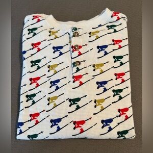 Hanna Andersson skier ski snow thermal Henley waffle knit shirt OEKO-TEX cotton